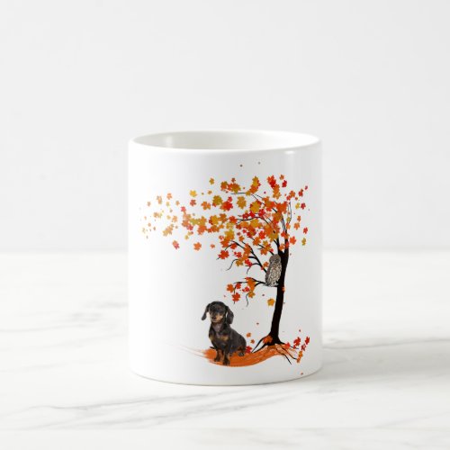 Dachshund Owl And Fall Tree Dachshund Lover Autumn Coffee Mug