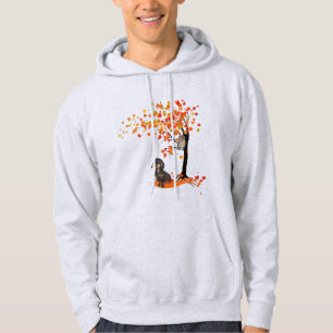 Dachshund Owl And Fall Tree Dachshund Lover Autumn Hoodie