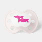 Dachshund Pacifier | Pink Design with Pink Accents (Front)