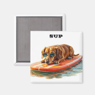 Dachshund Paddle Boarding Magnet