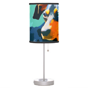 Dachshund Painted Doxie Portrait Table Lamp