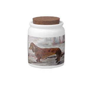 Dachshund Painting Candy Jar by Willowcatdesigns