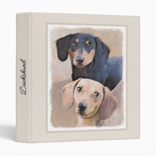 Dachshund Painting - Cute Original Dog Art 3 Ring Binder