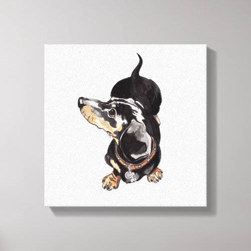 dachshund painting on stretched canvas print