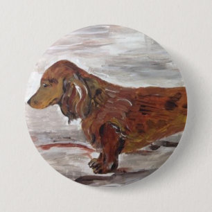 Dachshund Painting pin by Willowcatdesigns