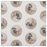 Dachshund Painting Smooth Black &amp; Tan Red Dog Art Fabric