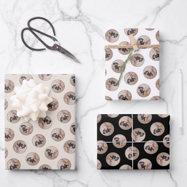 Dachshund Painting Smooth Black & Tan Red Dog Art Wrapping Paper Sheets (Front)