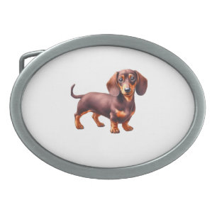 Dachshund Painting - Weiner Dog Watercolor Paintin Belt Buckle