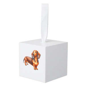 Dachshund Painting - Weiner Dog Watercolor Paintin Cube Ornament