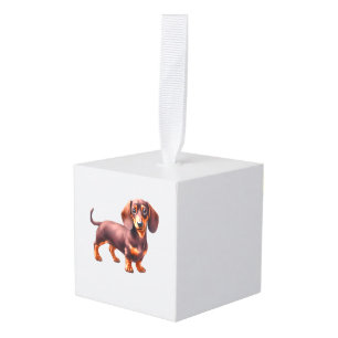 Dachshund Painting - Weiner Dog Watercolor Paintin Cube Ornament