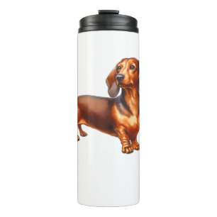 Dachshund Painting - Weiner Dog Watercolor Paintin Thermal Tumbler