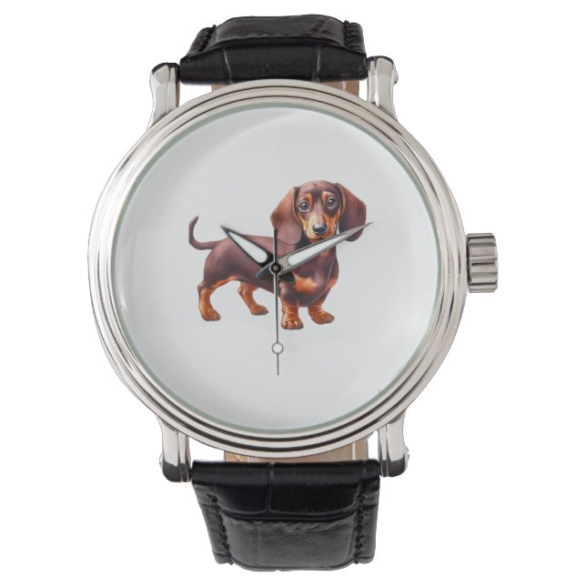 Dachshund Painting - Weiner Dog Watercolor Paintin Watch (Front)