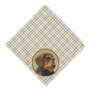 Dachshund Painting Wire-haired Black & Tan Dog Art Bandana