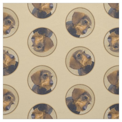 Dachshund Painting Wire-haired Black & Tan Dog Art Fabric