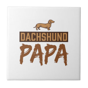 Dachshund Papa Vintage Engraving Dog Dad Design_1 Ceramic Tile