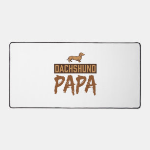 Dachshund Papa Vintage Engraving Dog Dad Design_1 Desk Mat