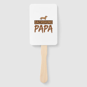 Dachshund Papa Vintage Engraving Dog Dad Design_1 Hand Fan