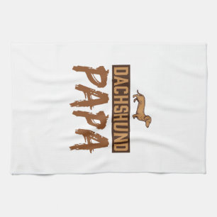 Dachshund Papa Vintage Engraving Dog Dad Design_1 Kitchen Towel