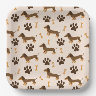 Dachshund Paper Plates, Dog Birthday Party Plates