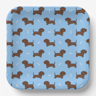 Dachshund Paper Plates, Dog Birthday Party Plates