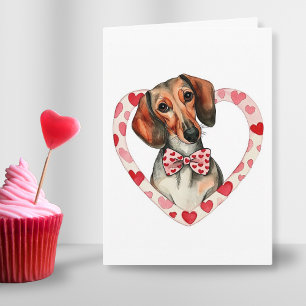 Dachshund Parent Love Watercolor Personalized Holiday Card