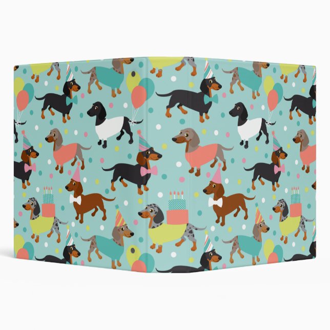 Dachshund Party 3 Ring Binder (Background)