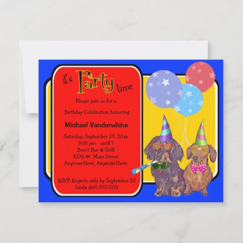 Dachshund Party Birthday Barker Invitation