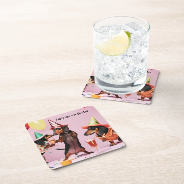 Dachshund Party Drink Coasters (Insitu)