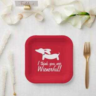 Dachshund Party Red "I think you are wienerful" Paper Plates