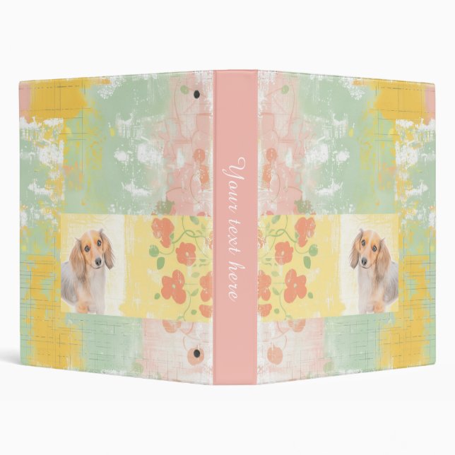 Dachshund Pastel Patchwork  3 Ring Binder (Background)