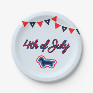Dachshund Patriotic Red White And Blue 4th Of July Paper Plates