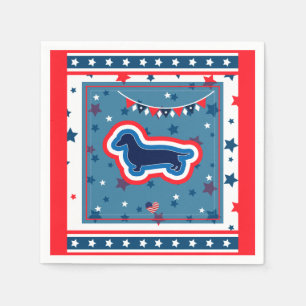 Dachshund Patriotic Red White Blue 4th Of July Napkins