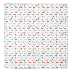 Dachshund Pattern Colorful Doxie Sausage Dogs Duvet Cover