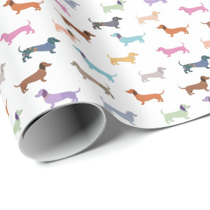 Dachshund Pattern Colorful Sausage Dogs Stylish Wrapping Paper