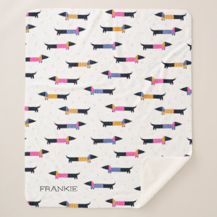 Dachshund Pattern Dog Lover Custom   Sherpa Blanket