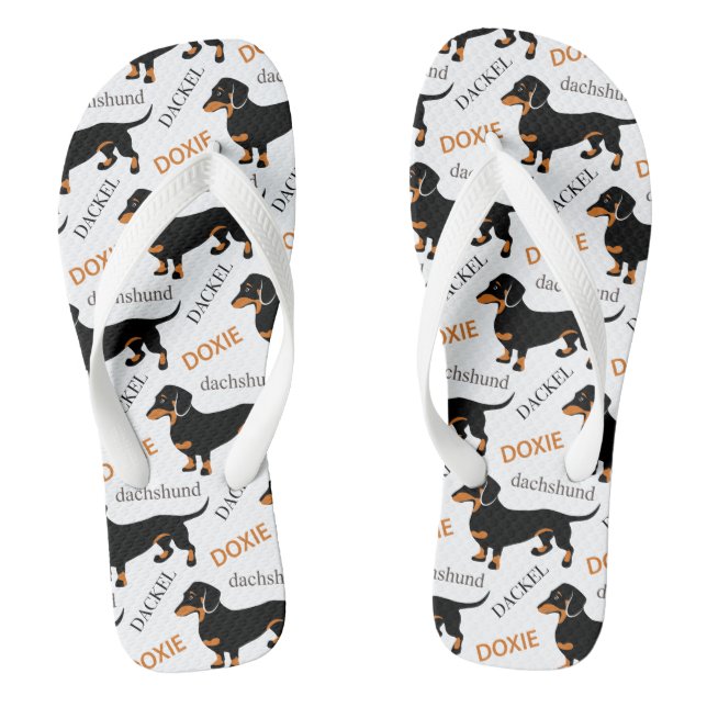 Dachshund Pattern Flip Flops (Footbed)
