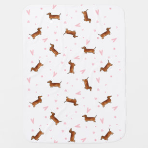 Dachshund Pattern - Hearts Receiving Blanket