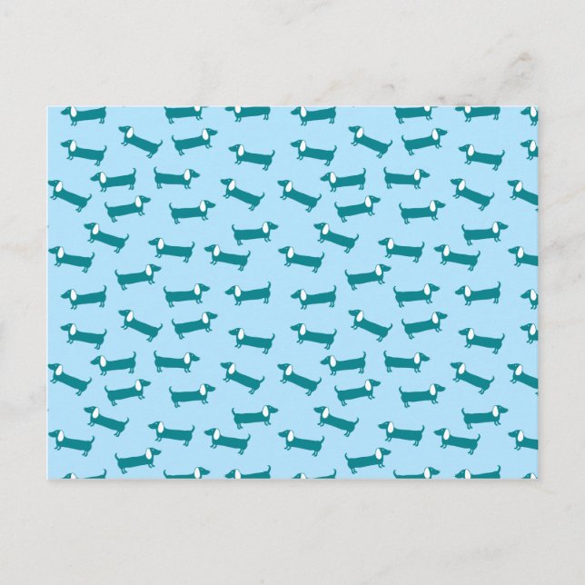 Dachshund pattern in blue combination postcard (Front)