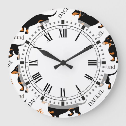 Dachshund Pattern Large Clock