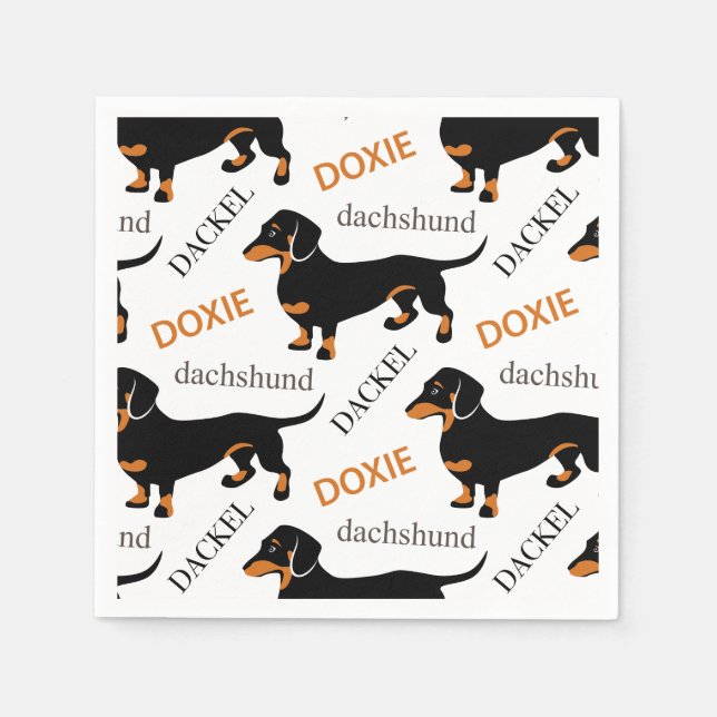 Dachshund Pattern Paper Napkins (Front)