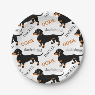 Dachshund Pattern Paper Plates