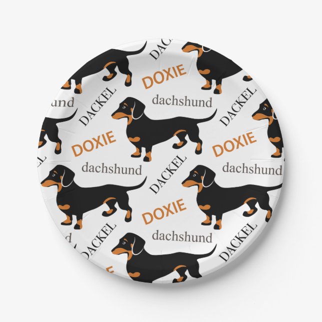 Dachshund Pattern Paper Plates (Front)