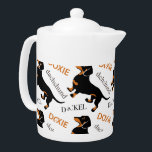 Dachshund Pattern Teapot<br><div class="desc">Cute dachshund / doxie pattern featuring a black and tan smooth coated dachshund.</div>