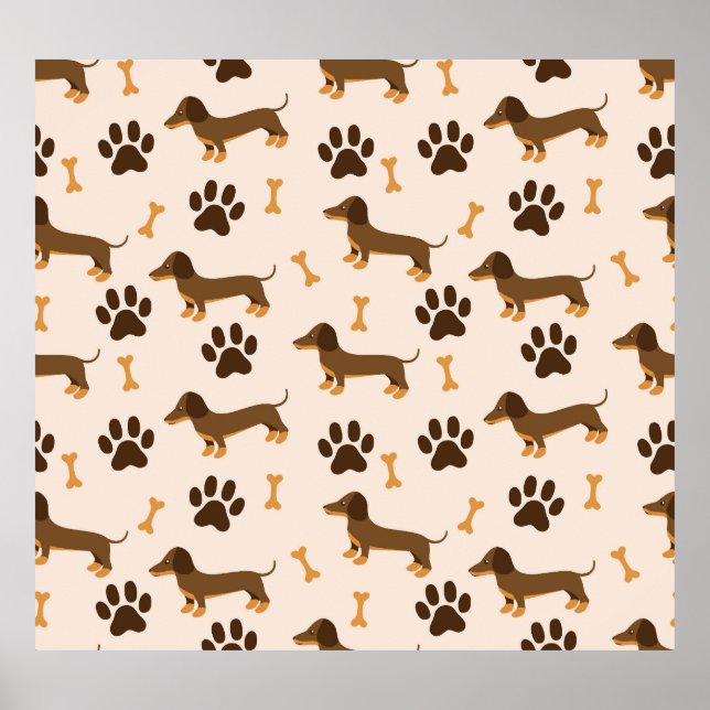 Dachshund Pattern: Vintage Print Design (Front)