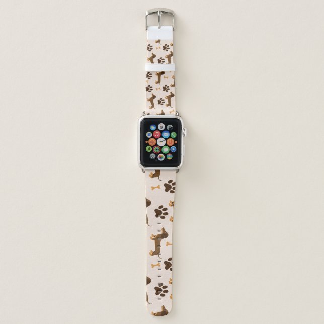 Dachshund Pattern: Vintage Print Design Apple Watch Band (Front)