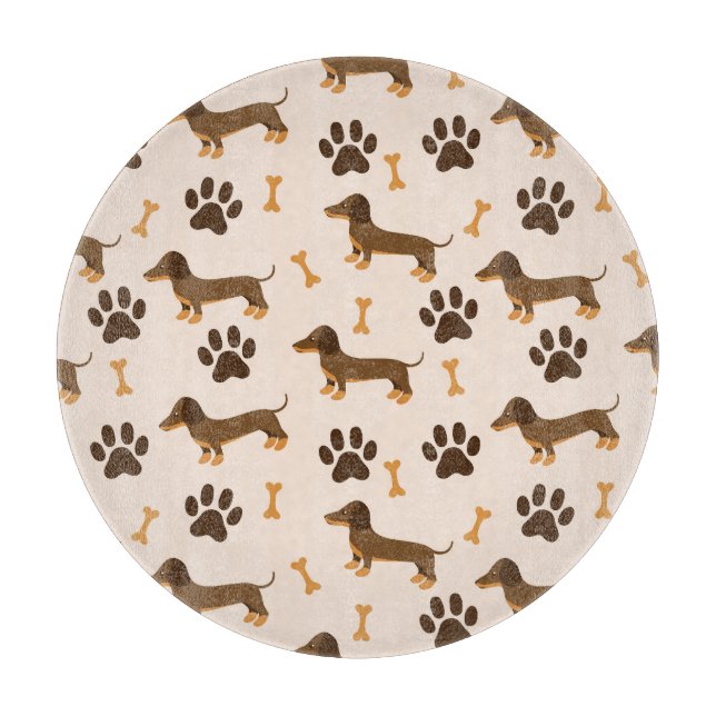 Dachshund Pattern: Vintage Print Design Cutting Board (Front)