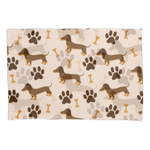 Dachshund Pattern: Vintage Print Design Pillow Case