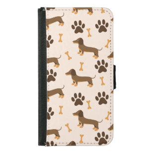 Dachshund Pattern: Vintage Print Design Samsung Galaxy S5 Wallet Case