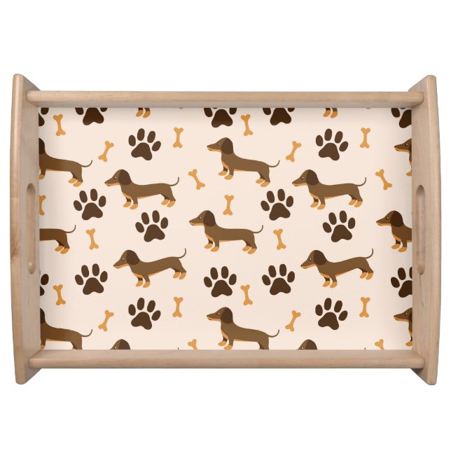 Dachshund Pattern: Vintage Print Design Serving Tray (Front)