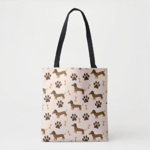 Dachshund Pattern: Vintage Print Design Tote Bag